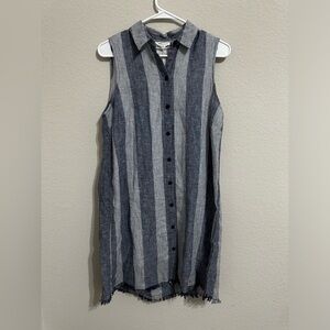 Blue and white striped sleeveless dress size S